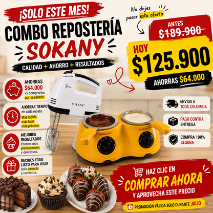 COMBO olla fundidora + batidora de mano SOKANY Sokany