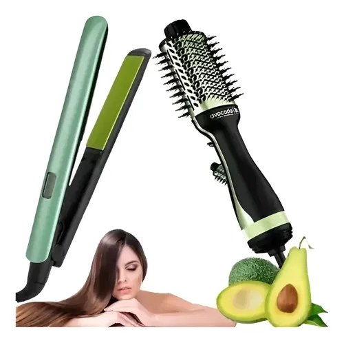 Combo Plancha + Cepillo Secador Aguacate Sokany